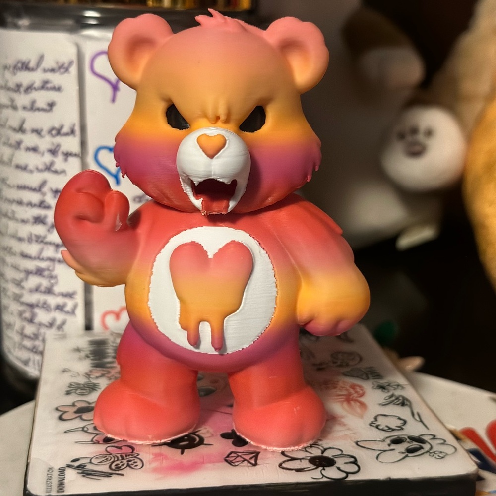 Multi - Color 3D Printed Care Bear Figurine